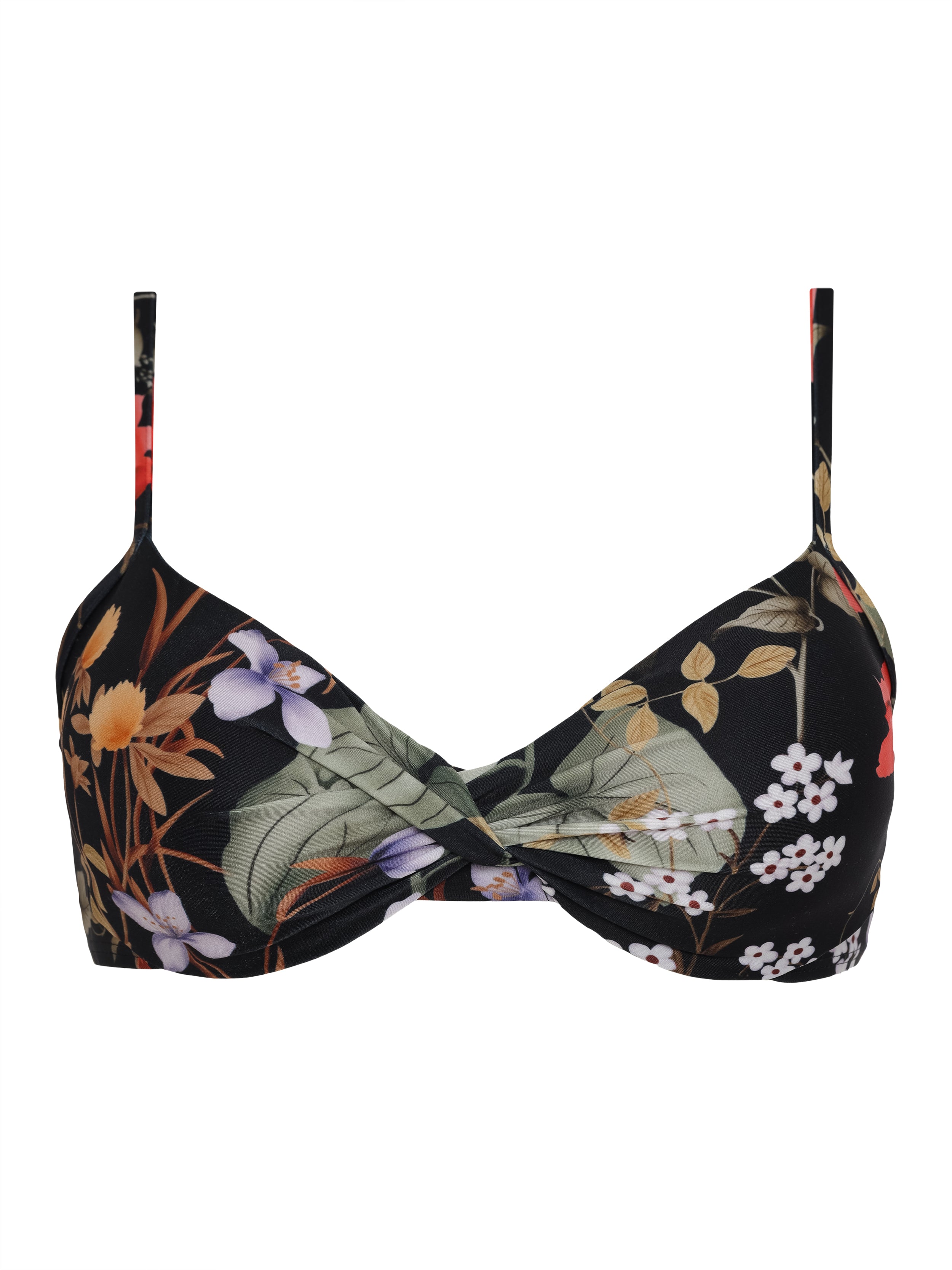 Cassis Foliage-Print Twisted Detail Bikini Top Orvalho