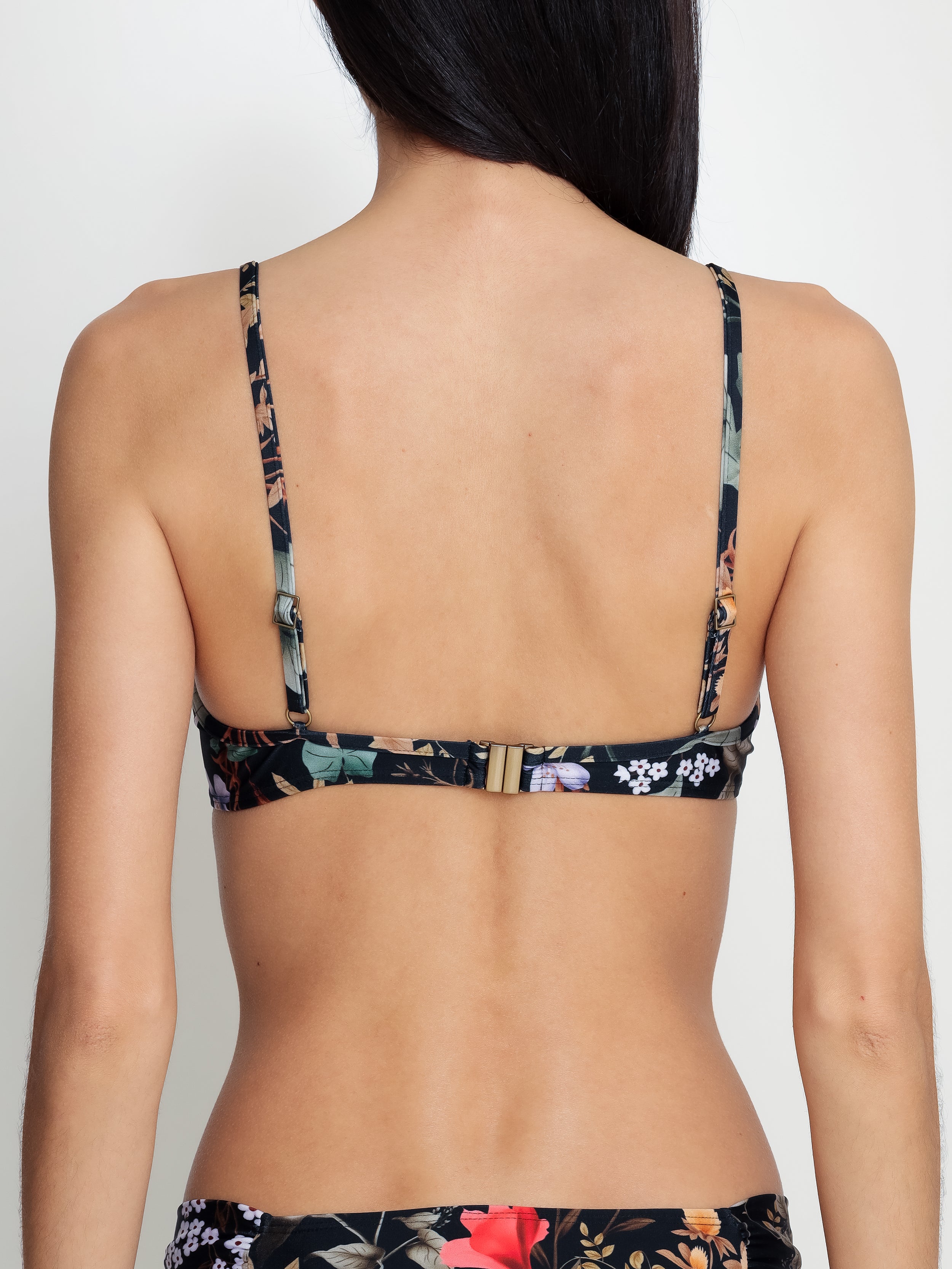 Cassis Foliage-Print Twisted Detail Bikini Top Orvalho