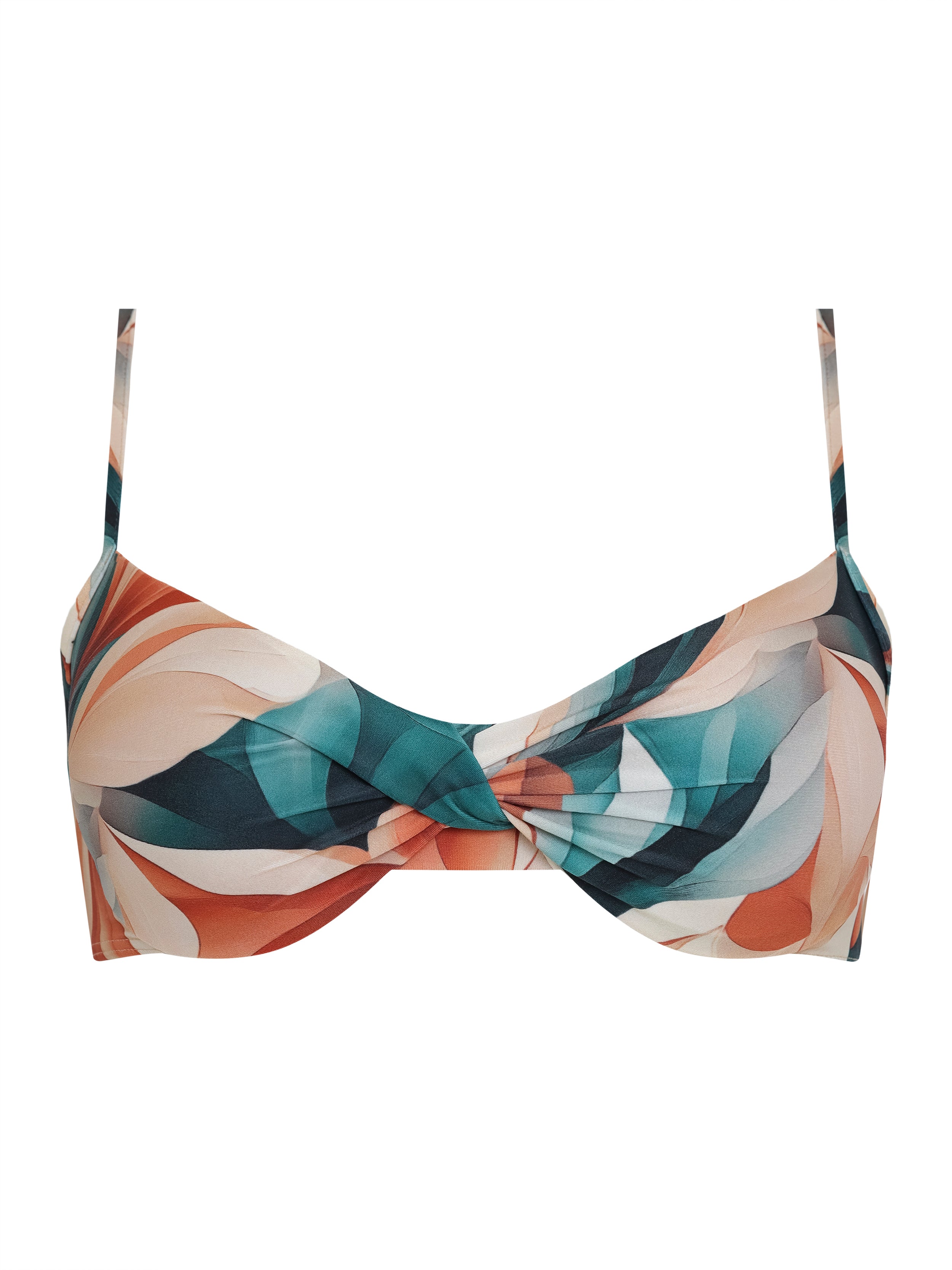 Cassis Foliage-Print Twisted Detail Bikini Top