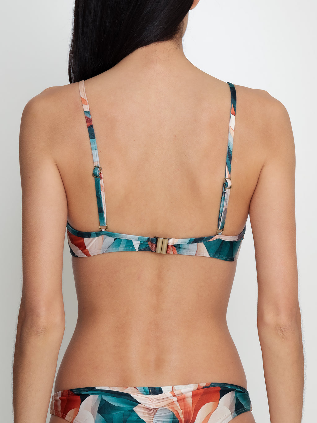 Cassis Foliage-Print Twisted Detail Bikini Top