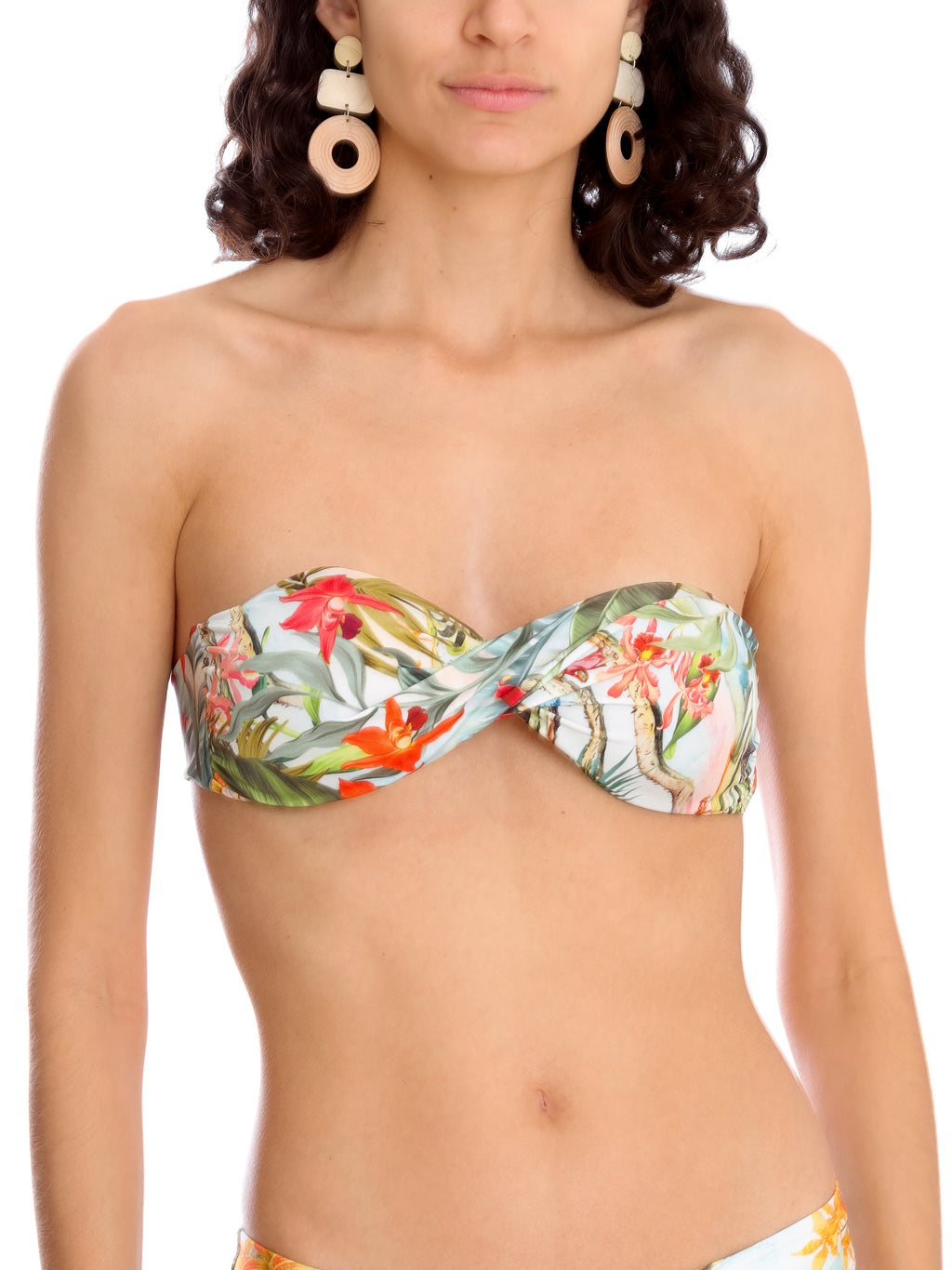 Hawaii Foliage-Print Twisted Detail Bikini Top Laos