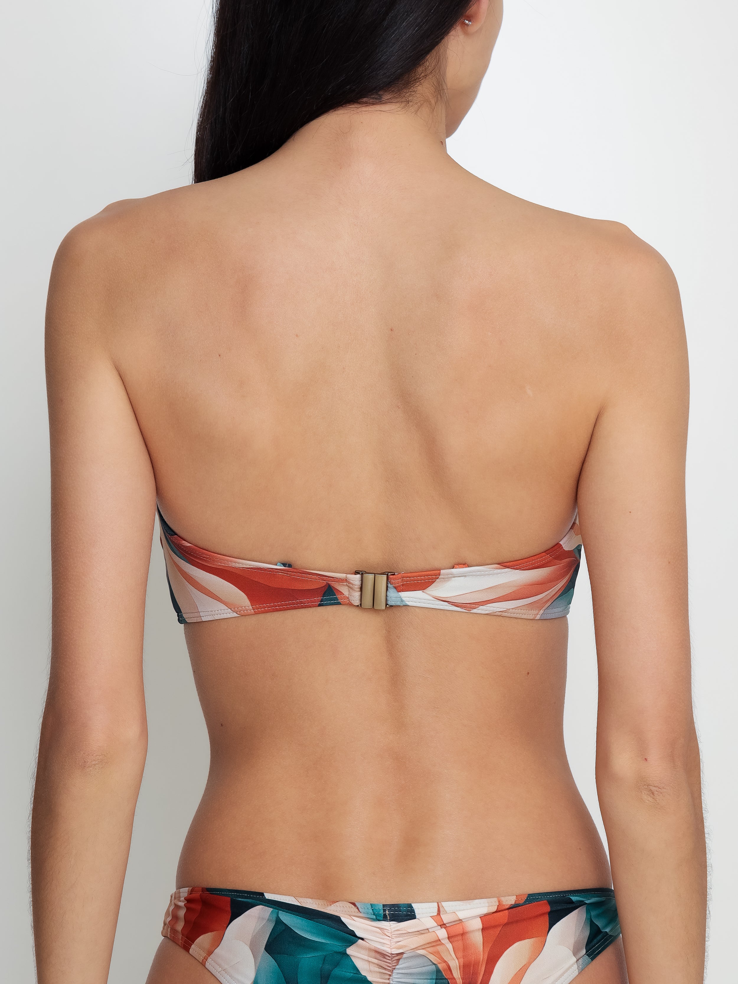 Mika Foliage-Print Strapless Bikini Top