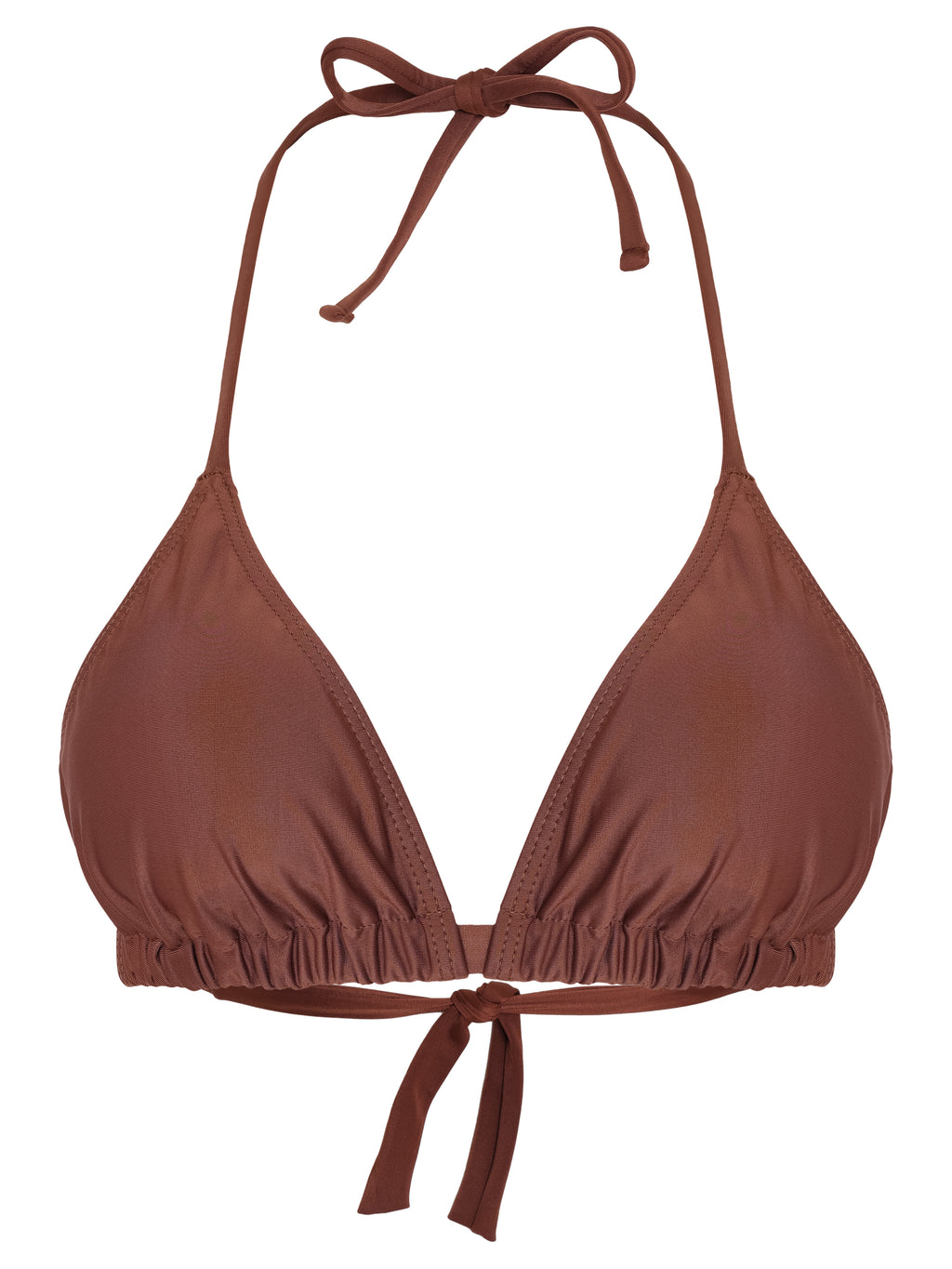 Iasmim Brown Plain Triangle Bikini Top