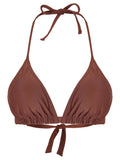 Iasmim Brown Plain Triangle Bikini Top