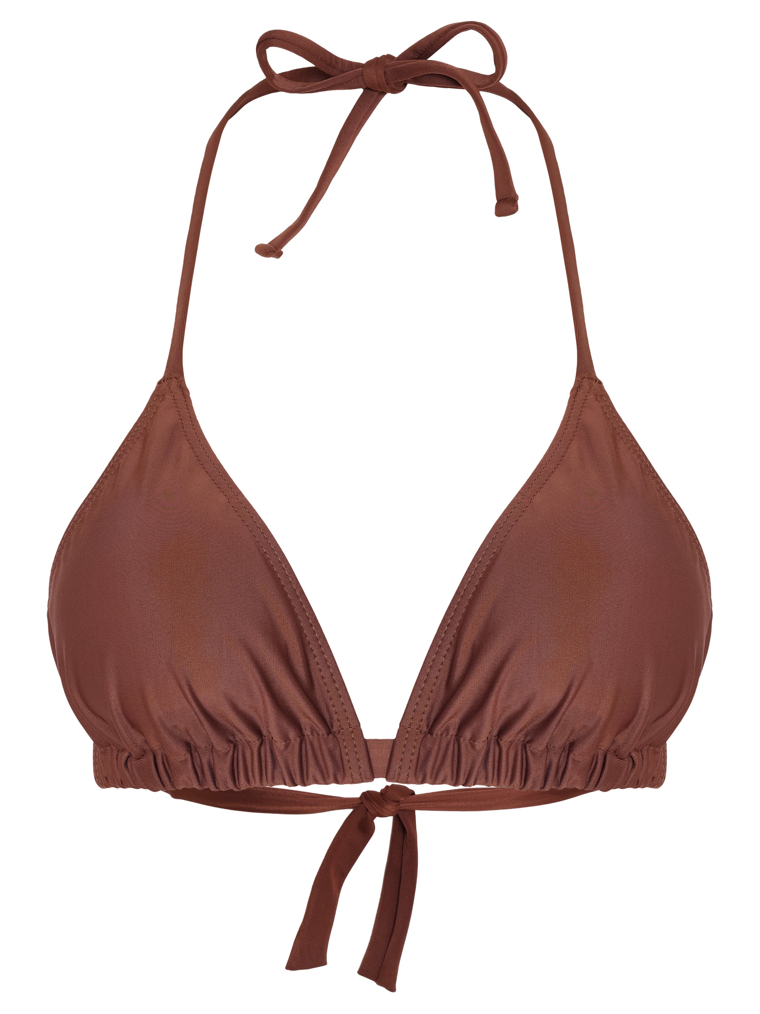 Iasmim Brown Plain Triangle Bikini Top