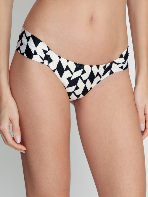 Biarritz Geometric-Print Printed Ruched Bikini Bottom Zaya