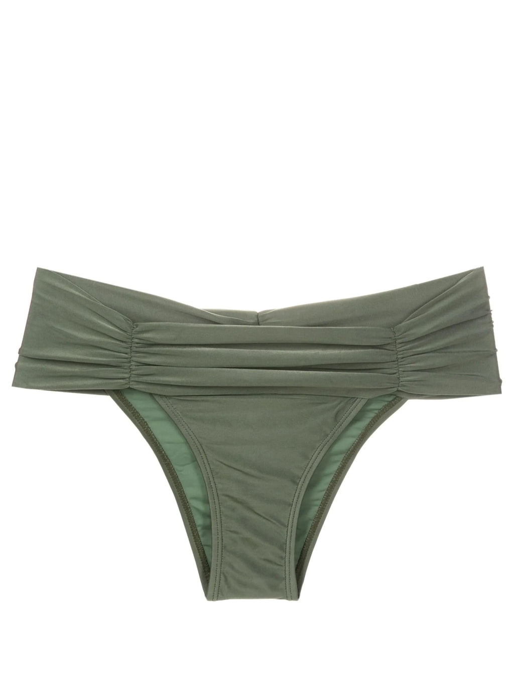 Jasper Green Plain Ruched Bikini Bottoms