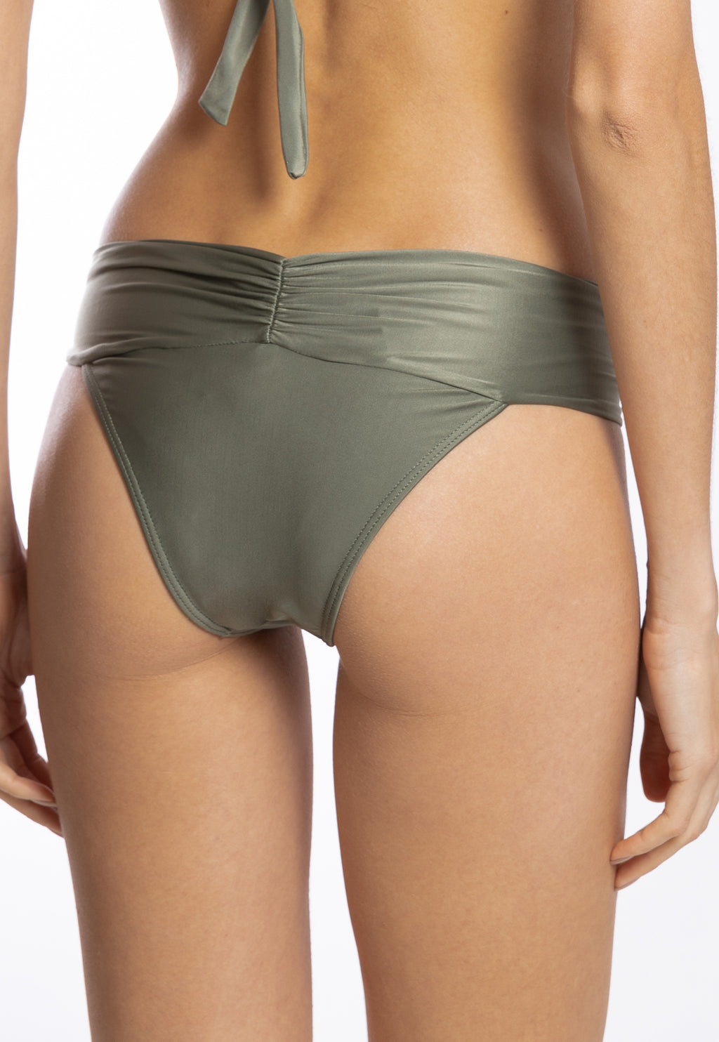 Jasper Green Plain Ruched Bikini Bottoms