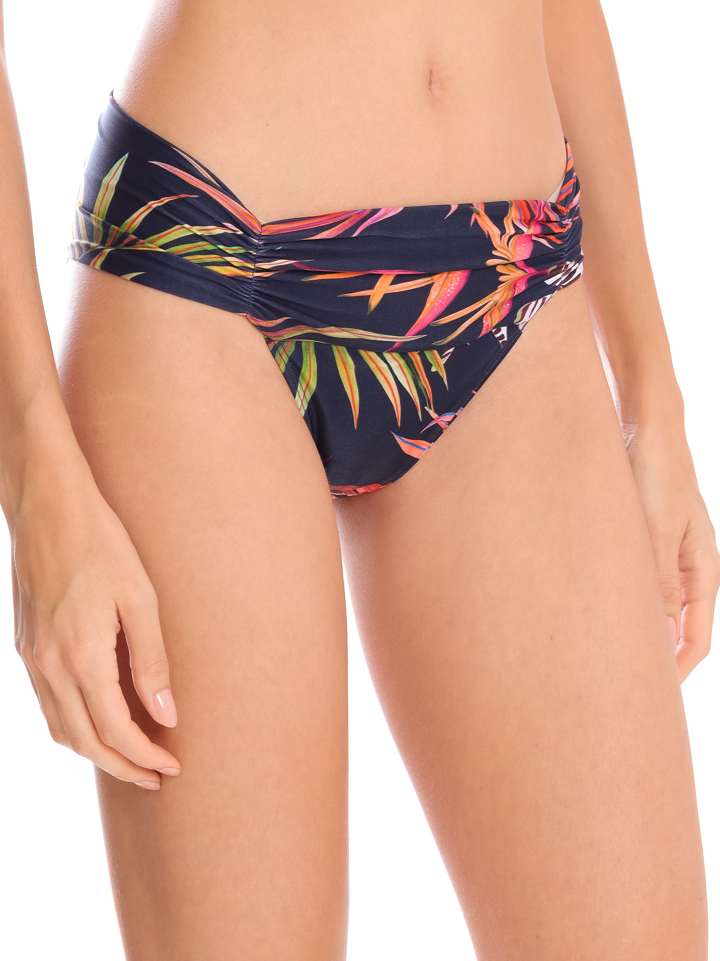 Jasper Foliage-Print Printed Ruched Bikini Bottoms