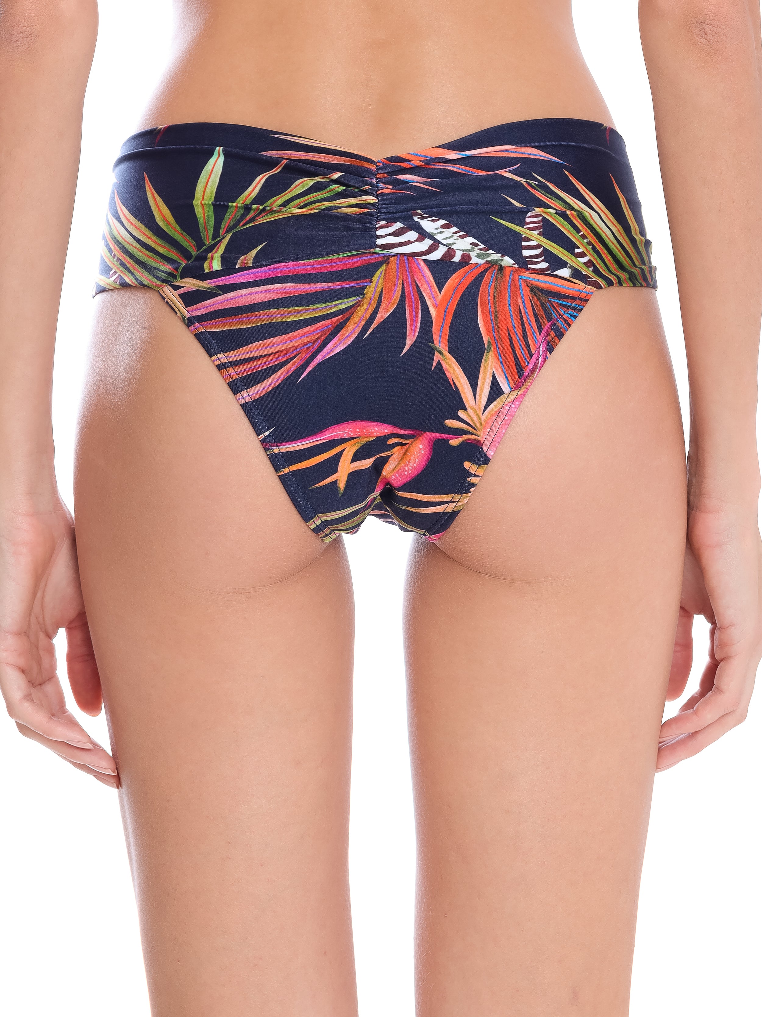 Jasper Foliage-Print Printed Ruched Bikini Bottoms