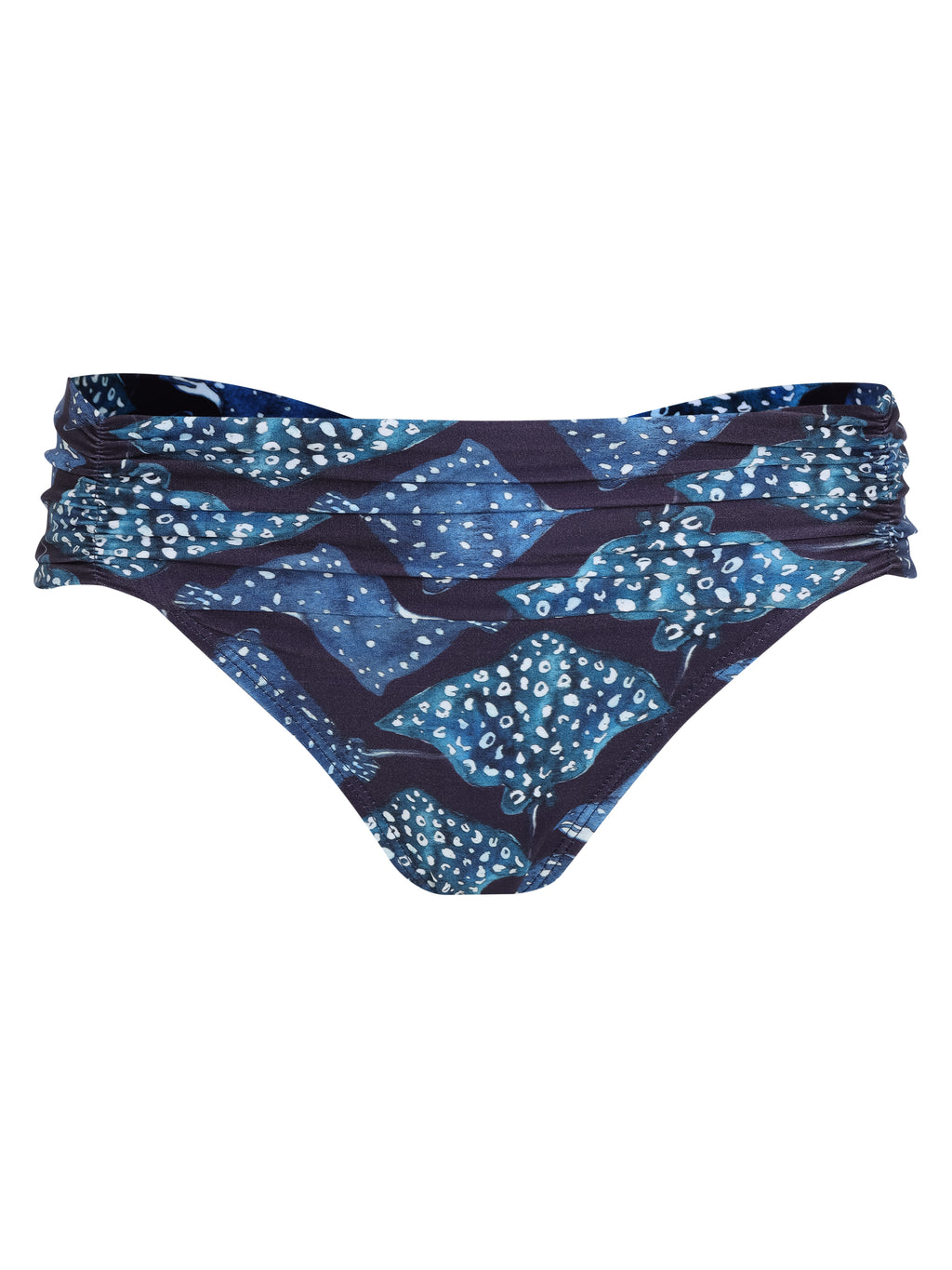 Jasper Stingrays-Print Rushed Bikini Bottoms