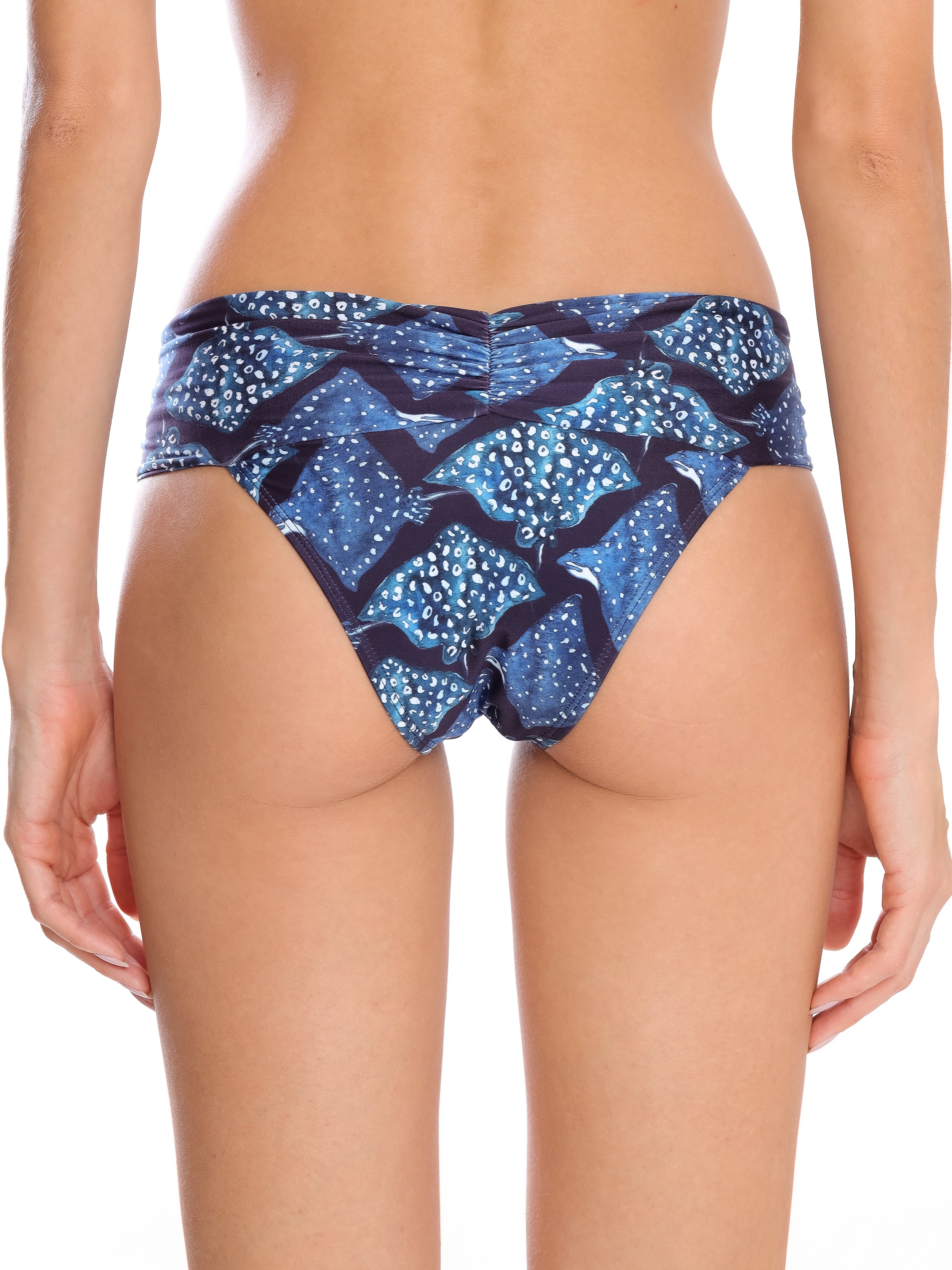 Jasper Stingrays-Print Rushed Bikini Bottoms