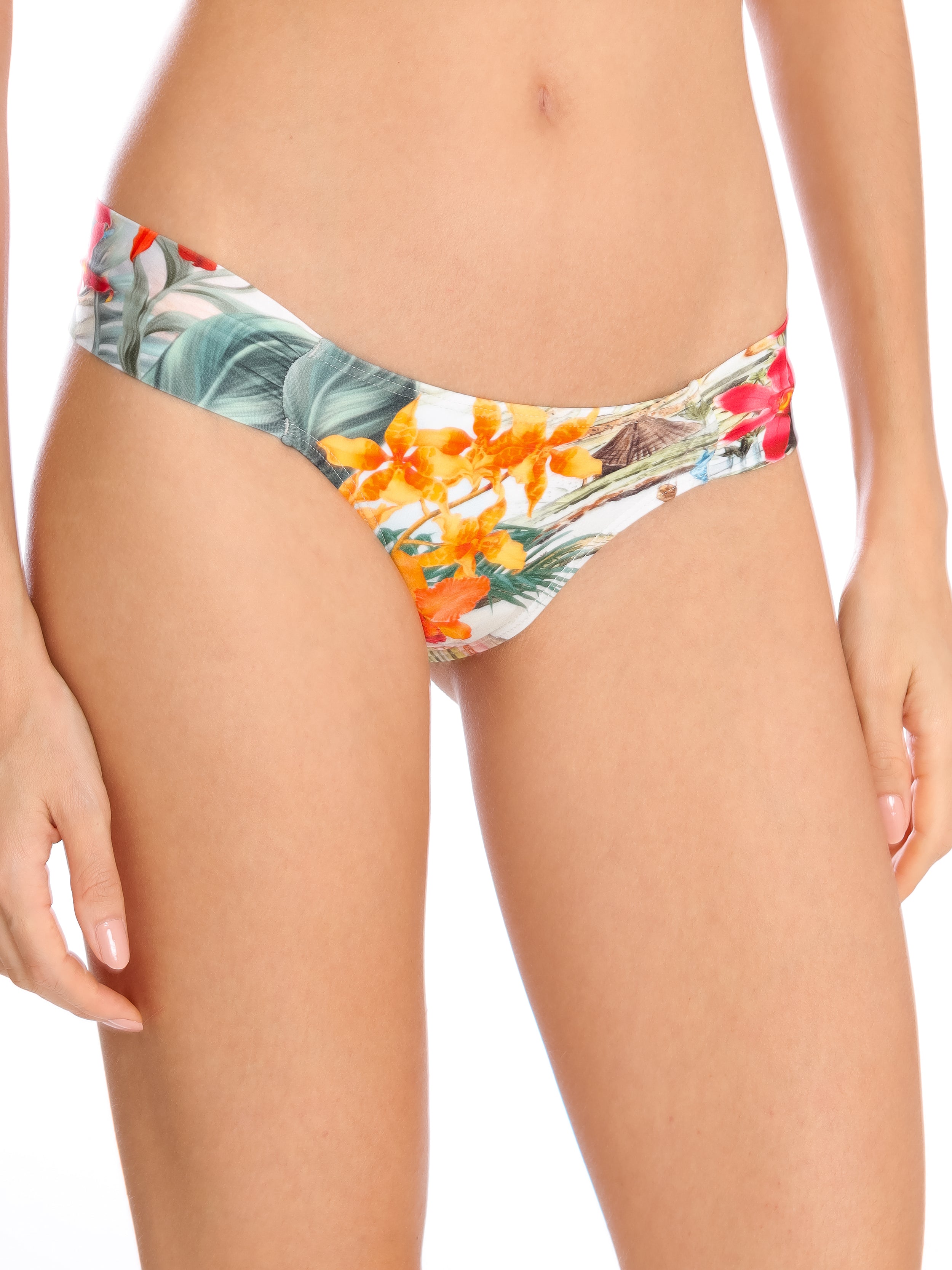 Biarritz Foliage-Print Printed Ruched Bikini Bottom Laos