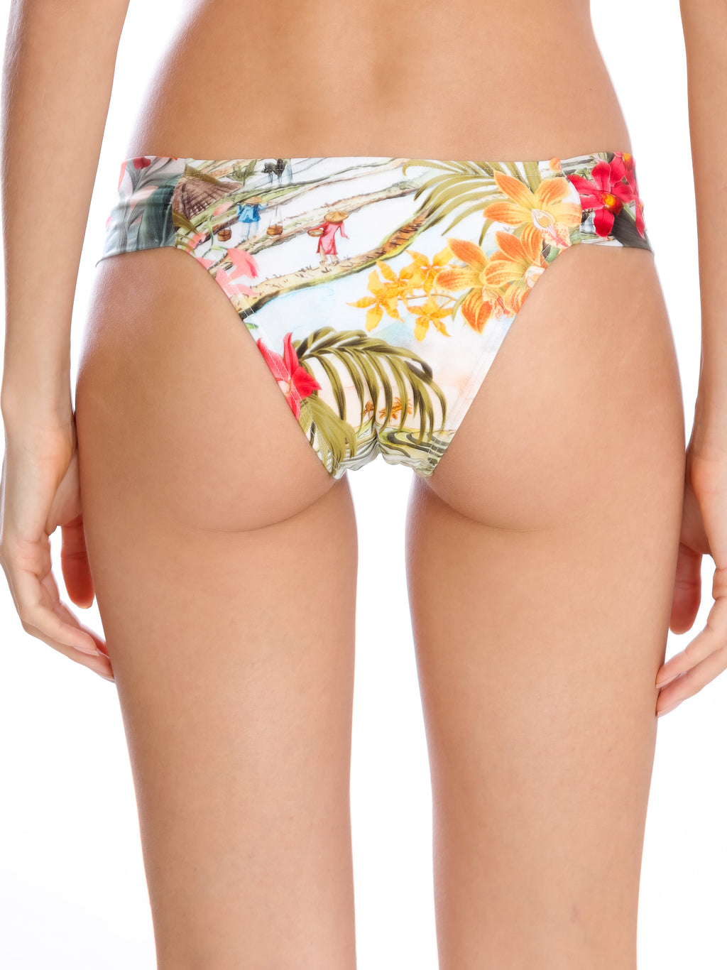 Biarritz Foliage-Print Printed Ruched Bikini Bottom Laos
