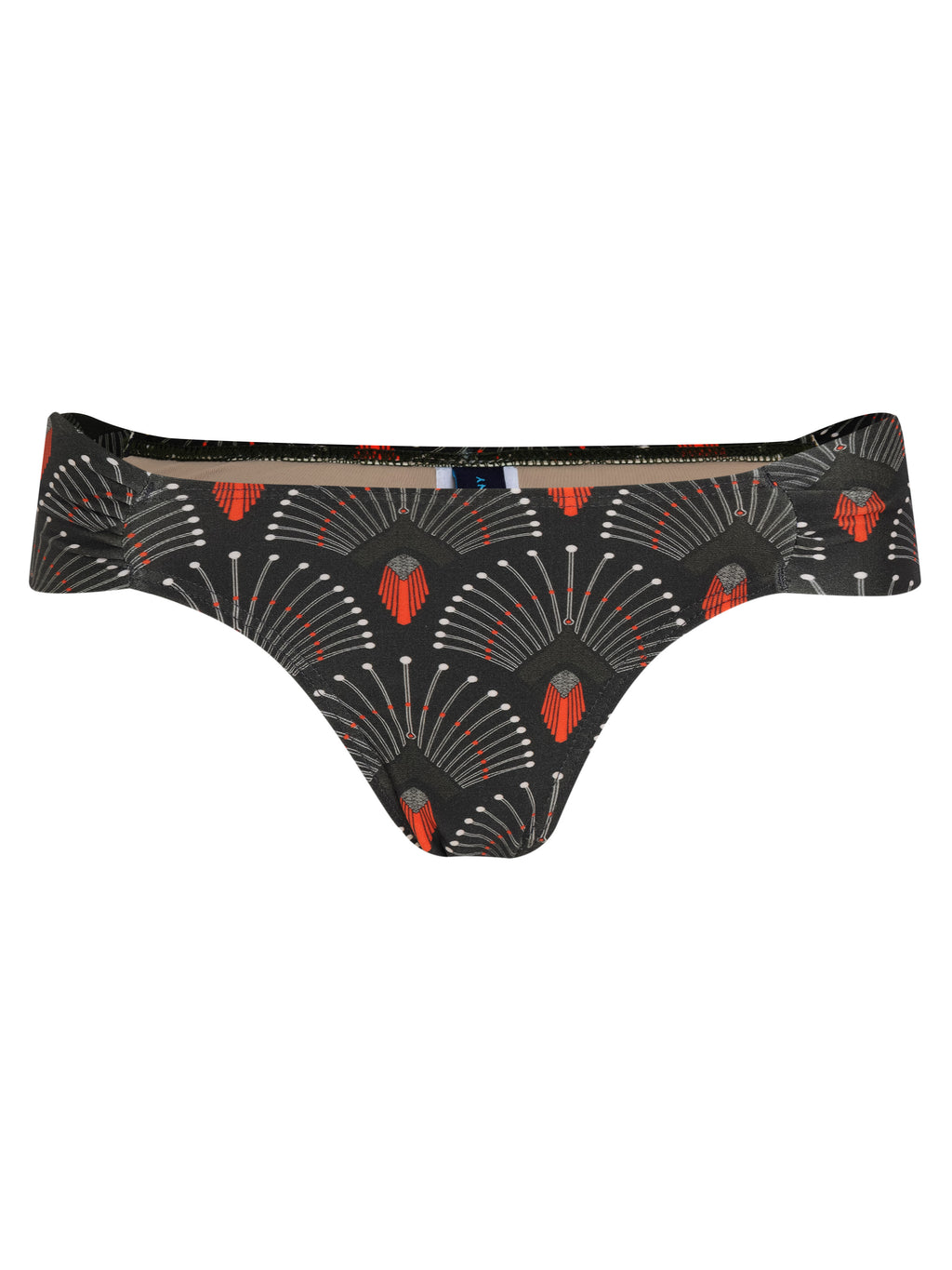 Biarritz Geometric-Print Printed Ruched Bikini Bottom Cocar