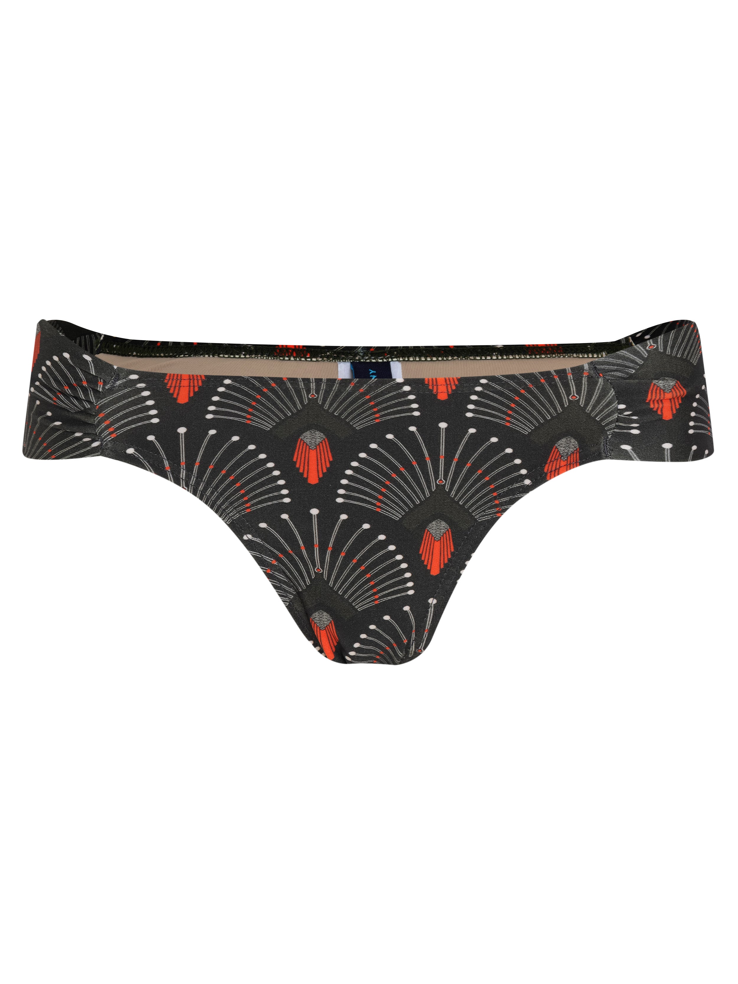 Biarritz Geometric-Print Printed Ruched Bikini Bottom Cocar