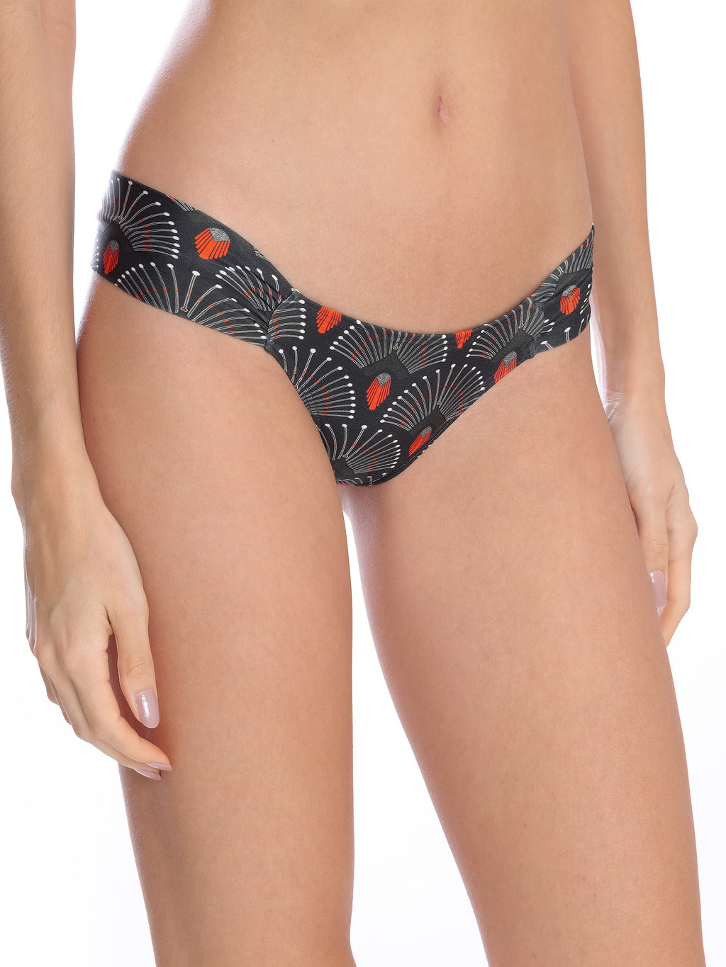 Biarritz Geometric-Print Printed Ruched Bikini Bottom Cocar