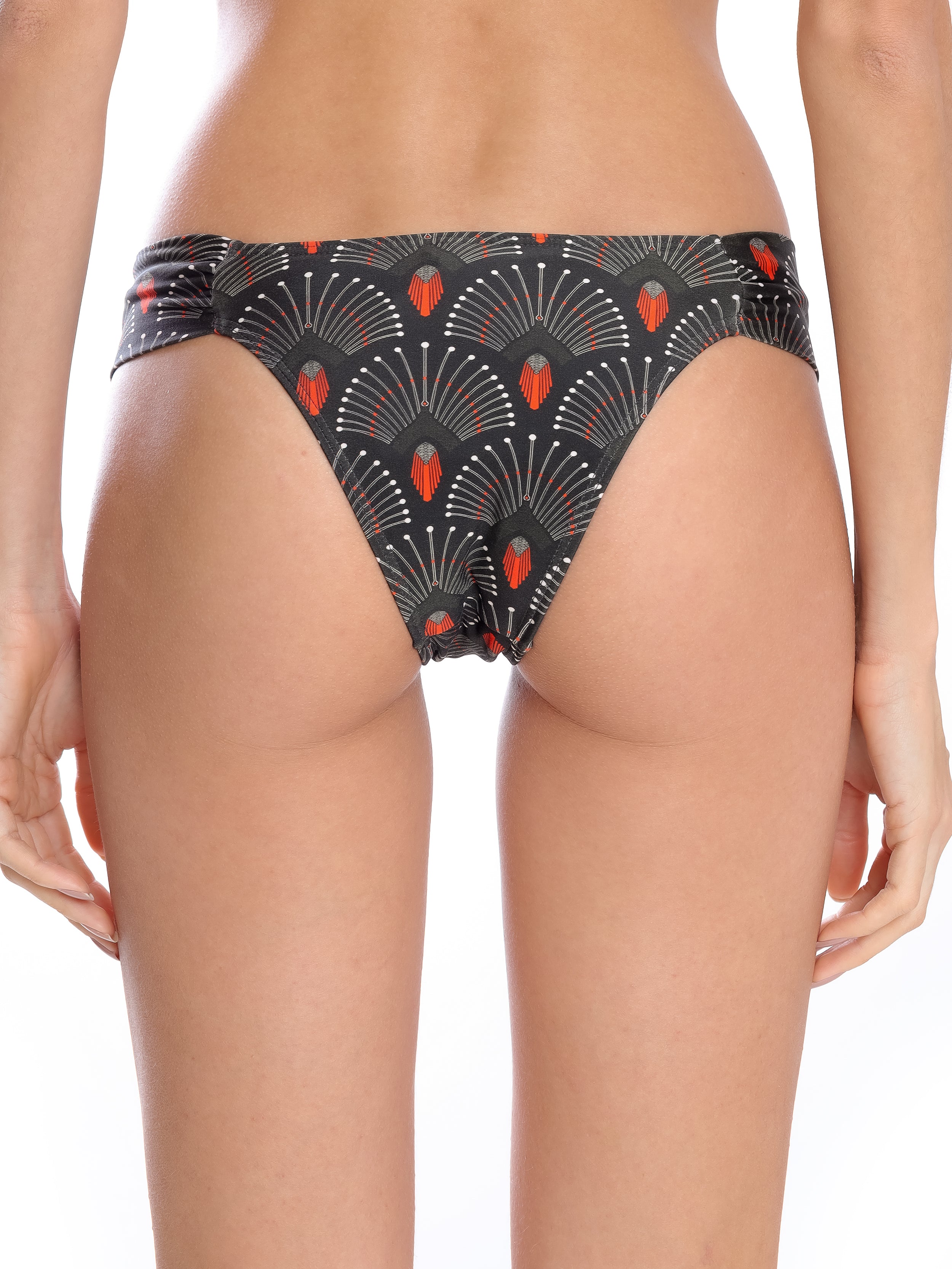 Biarritz Geometric-Print Printed Ruched Bikini Bottom Cocar