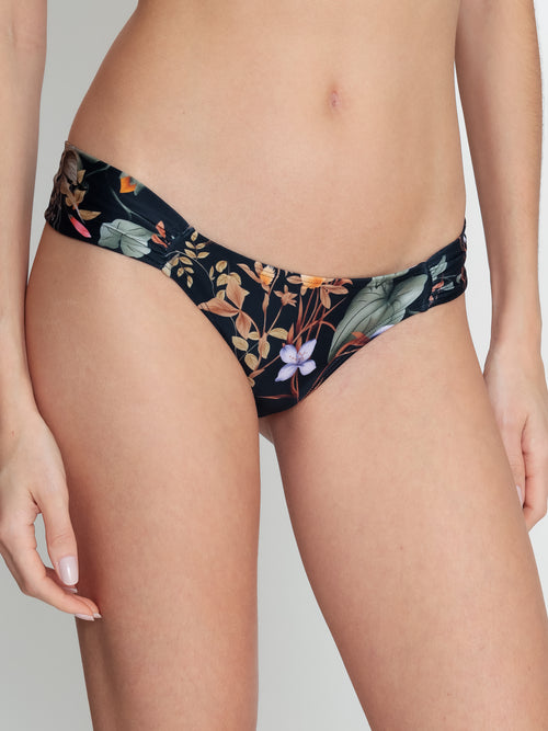 Biarritz Foliage-Print Printed Ruched Bikini Bottoms Orvalho