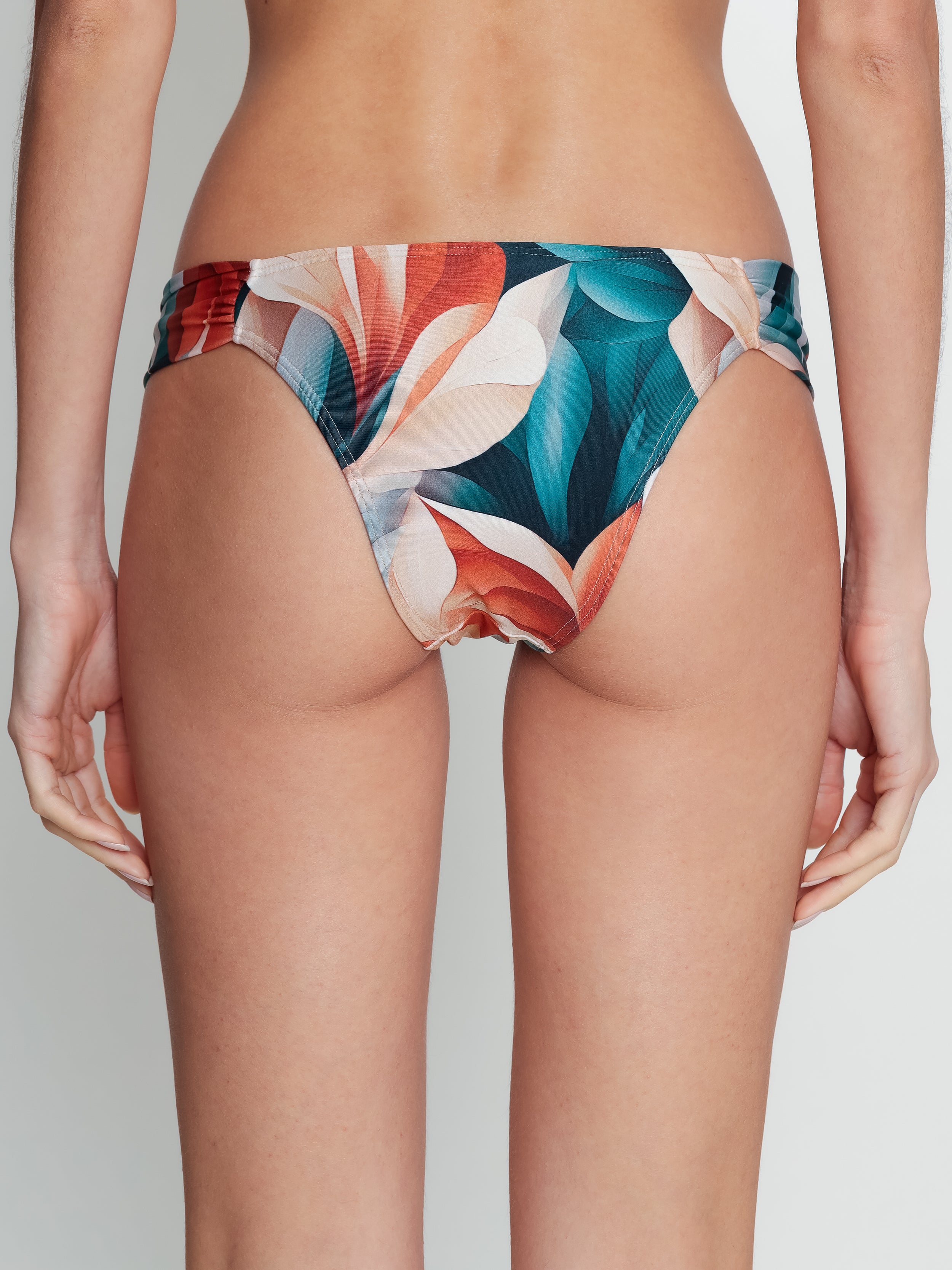 Biarrtiz Foliage-Print Printed Ruched Bikini Bottoms