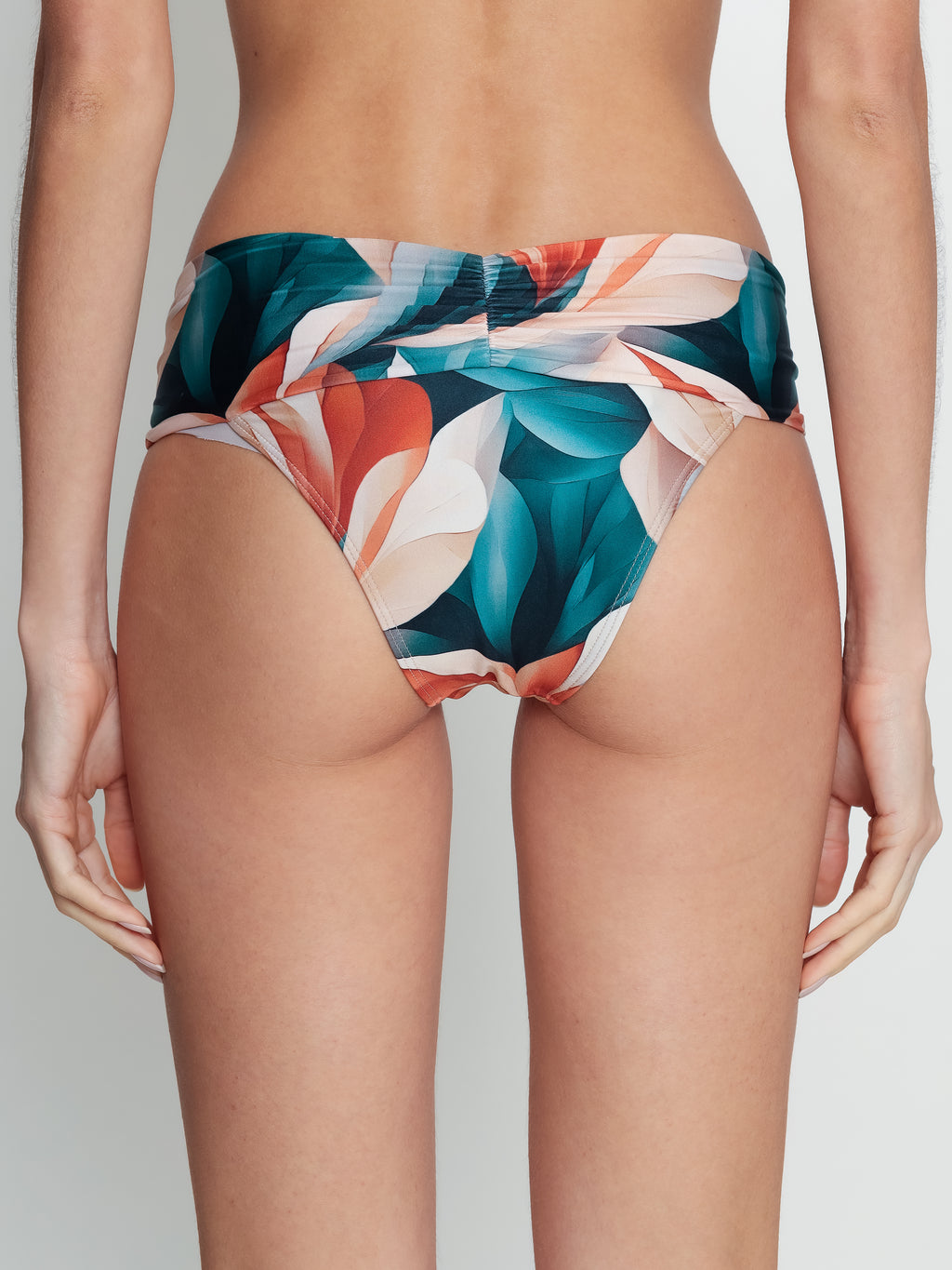Jasper Foliage-Print Printed Ruched Bikini Bottoms