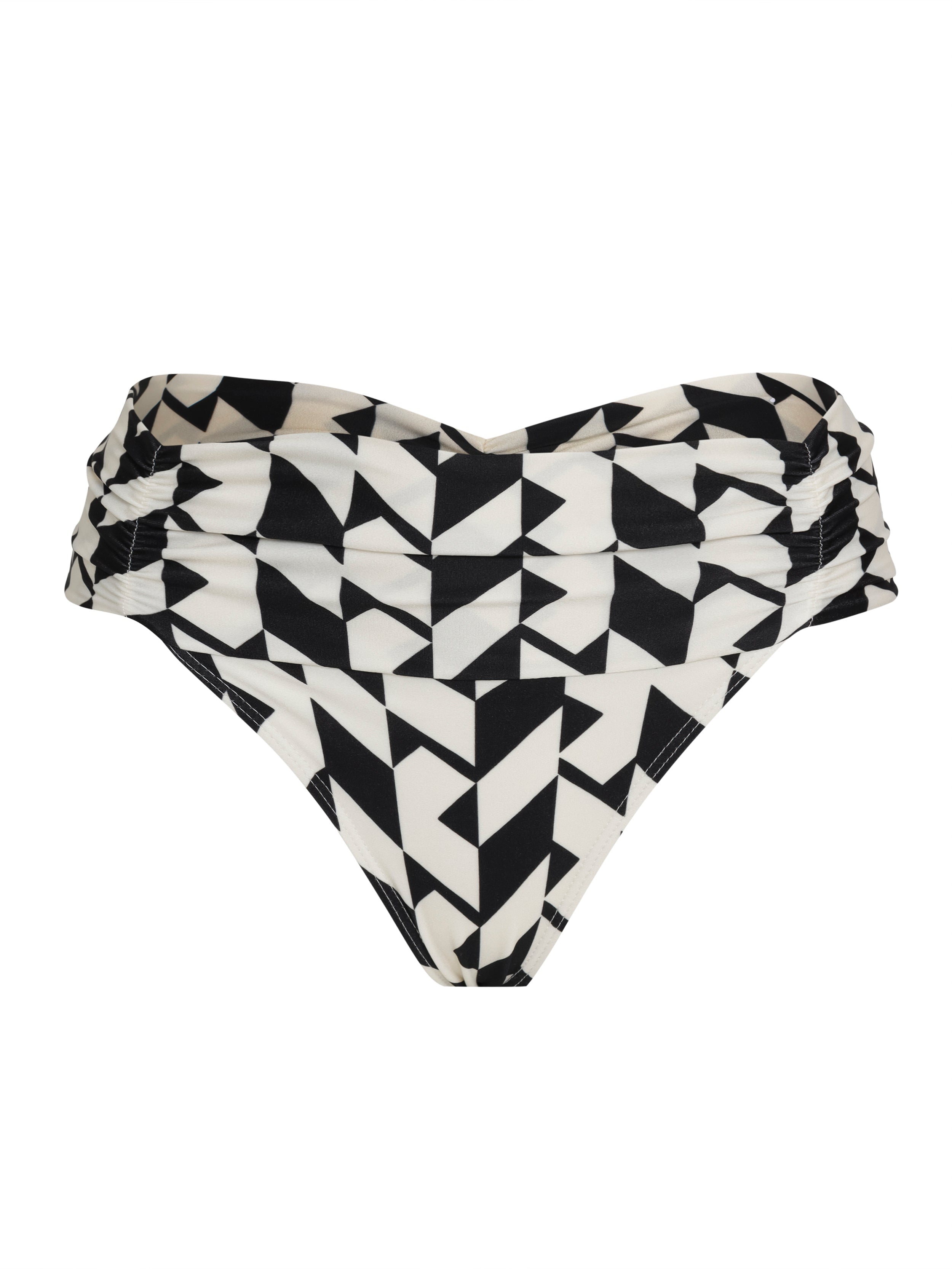 Jasper Geometric-Print Ruched Bikini Bottoms