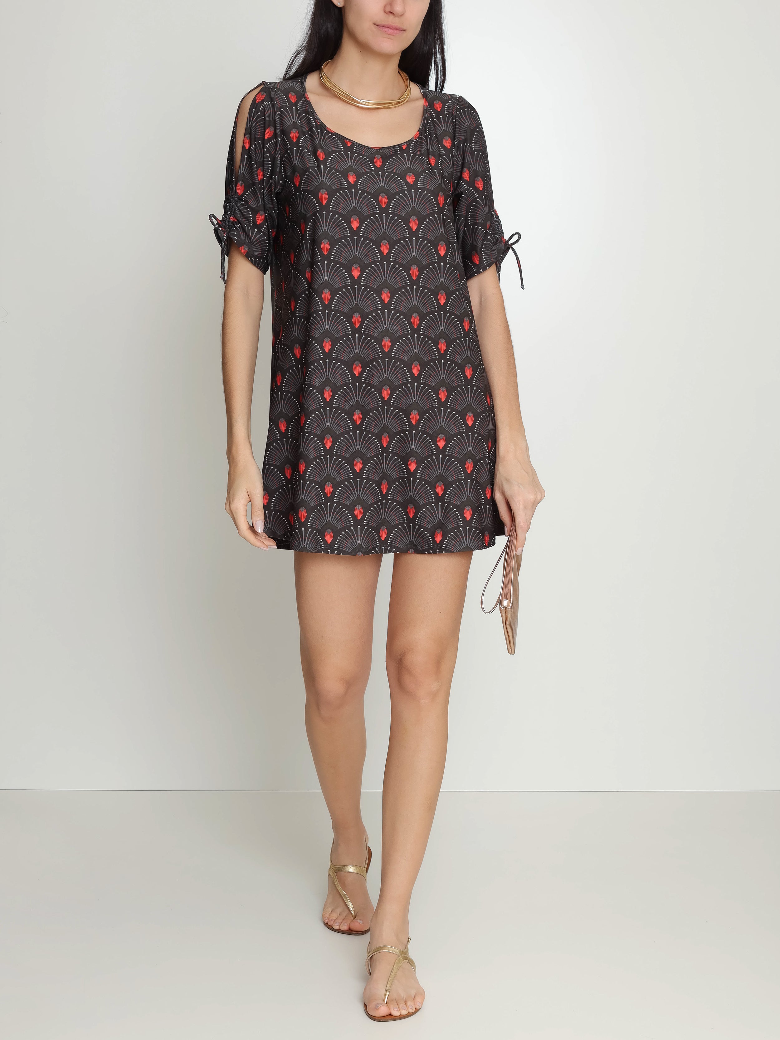 Batuira Geometric-Print Dress Cocar