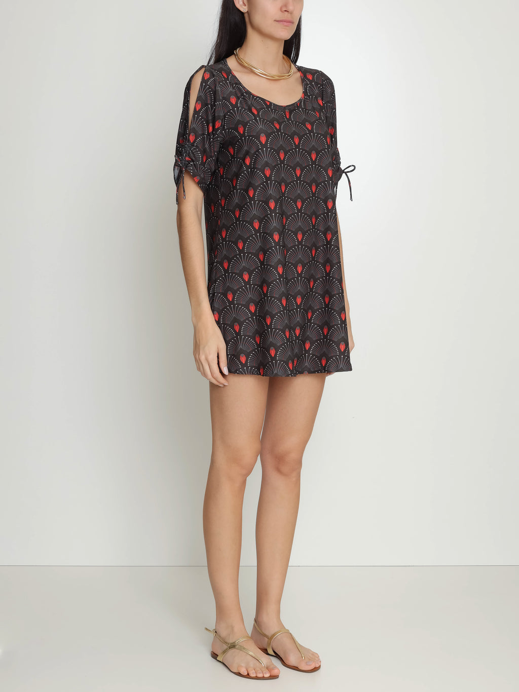 Batuira Geometric-Print Dress Cocar