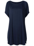 Allat Blue Plain Cold-Shoulder Minidress