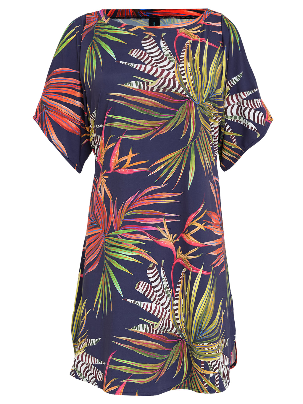 Allat Foliage-Print Cold-Shoulder Minidress Jakarta