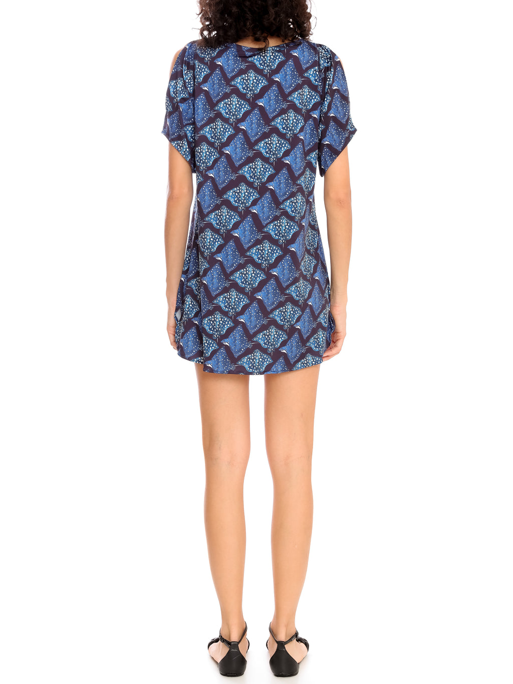 Allat  Stingrays-Print Cold-Shoulder Minidress Raja