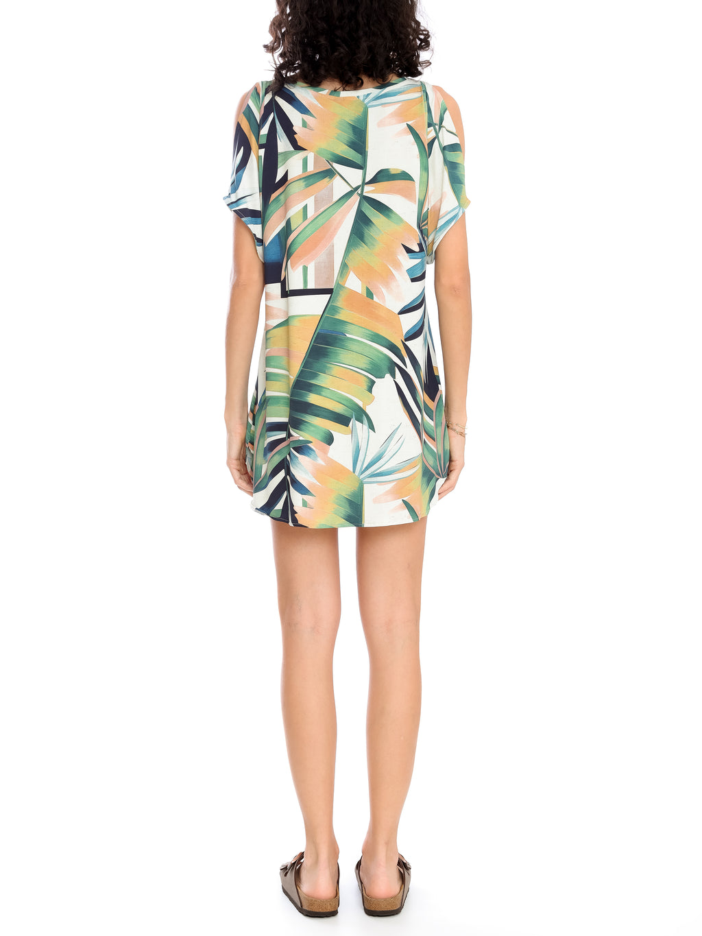 Allat Foliage-Print Cold-Shoulder Minidress Sumatra