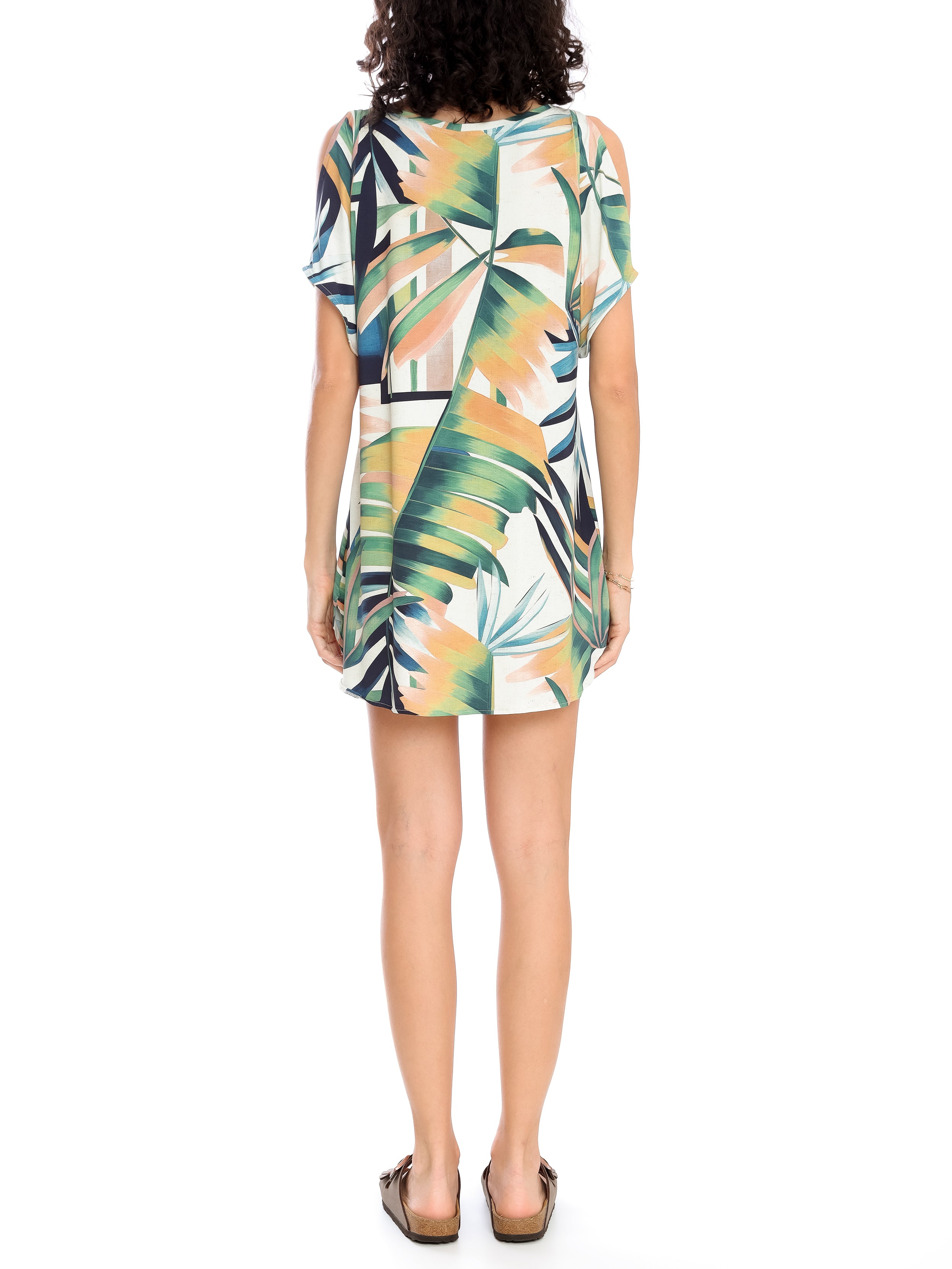 Allat Foliage-Print Cold-Shoulder Minidress Sumatra