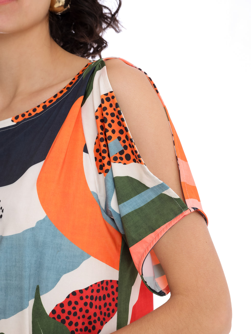Allat Abstracte-Print Cold-Shoulder Minidress Bima