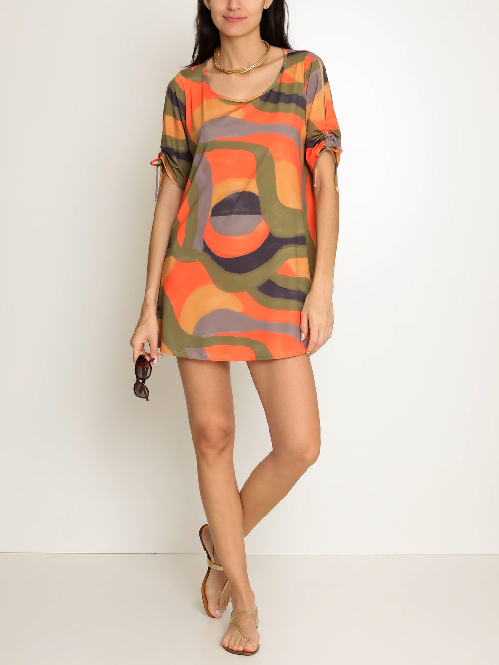 Allat Abstracte-Print Cold-Shoulder Minidress Guaraci