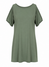 Allat Green Plain Cold-Shoulder Minidress