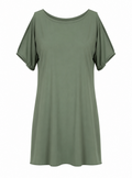 Allat Green Plain Cold-Shoulder Minidress