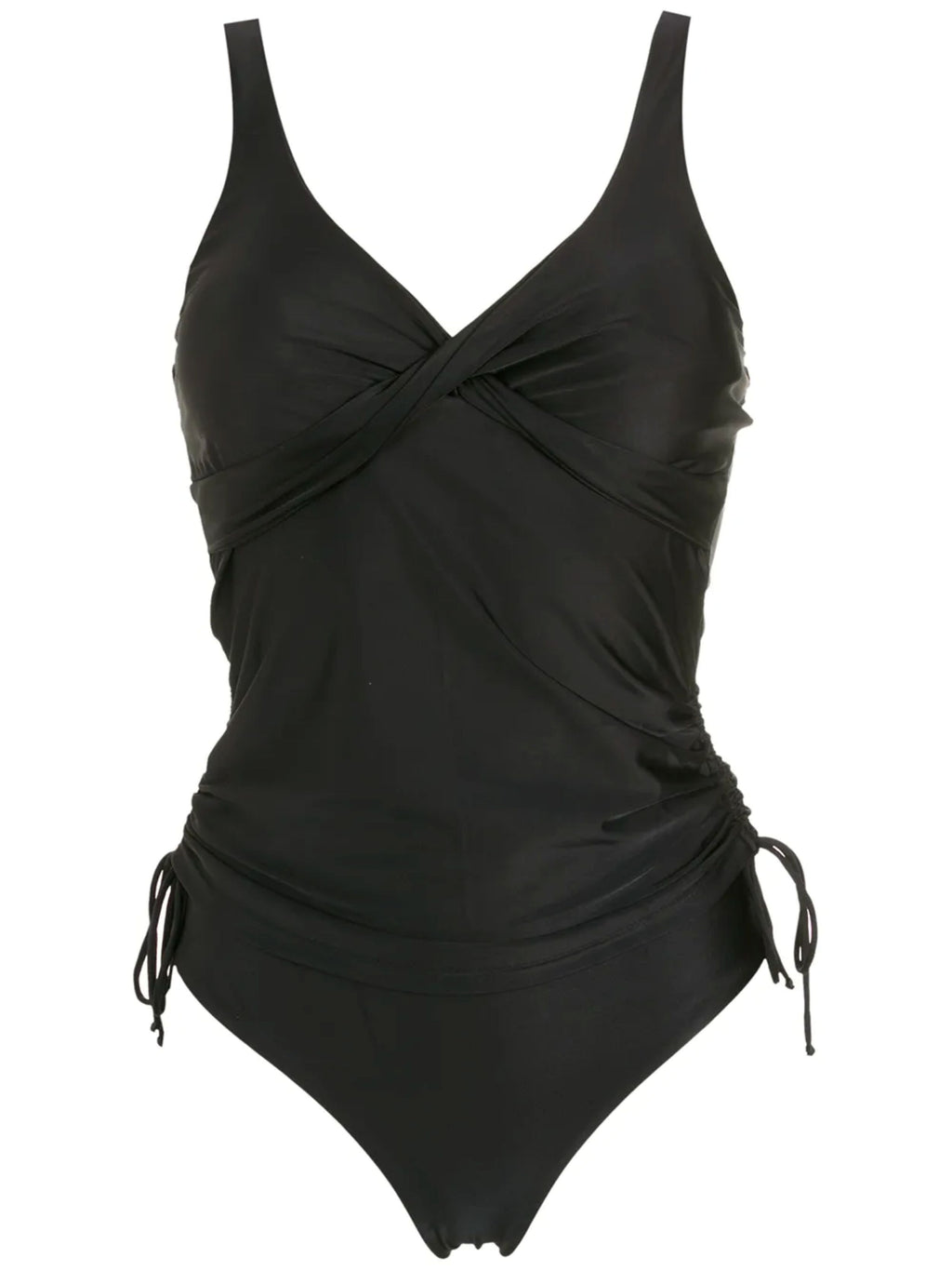 Bruma Black Plain Twist-Detail Two-Piece Set Tankini