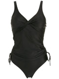 Bruma Black Plain Twist-Detail Two-Piece Set Tankini