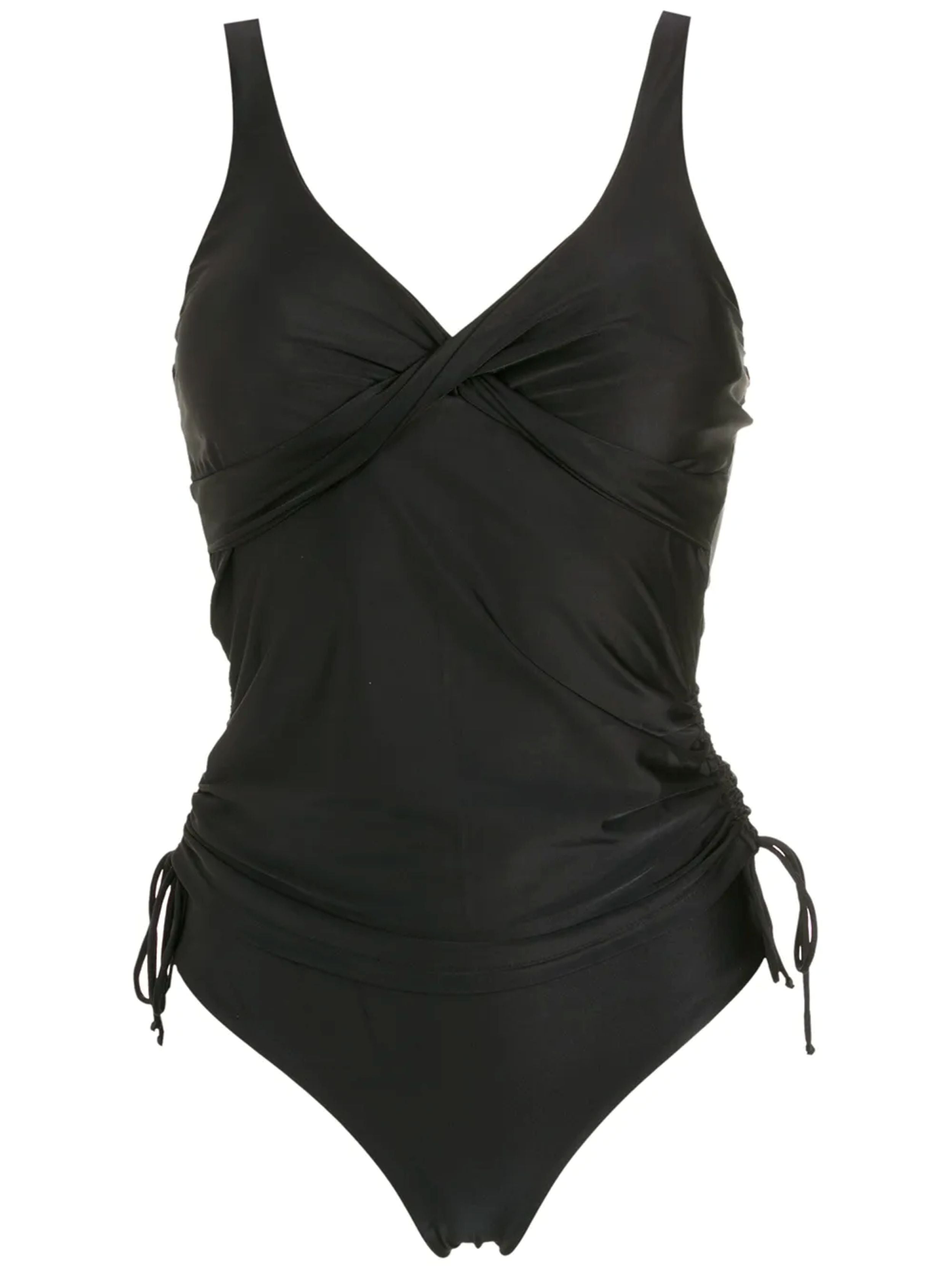 Bruma Black Plain Twist-Detail Two-Piece Set Tankini