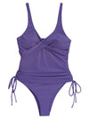 Bruma Purple Plain Twist-Detail Two-Piece Set Tankini