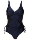 Bruma Blue Plain Twist-Detail Two-Piece Set Tankini