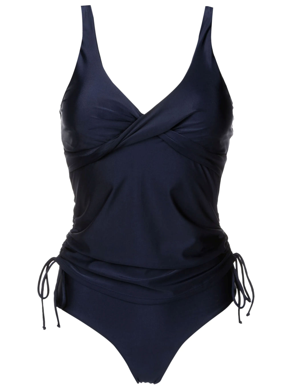 Bruma Blue Plain Twist-Detail Two-Piece Set Tankini