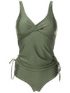 Bruma Green Plain Twist-Detail Two-Piece Set Tankini