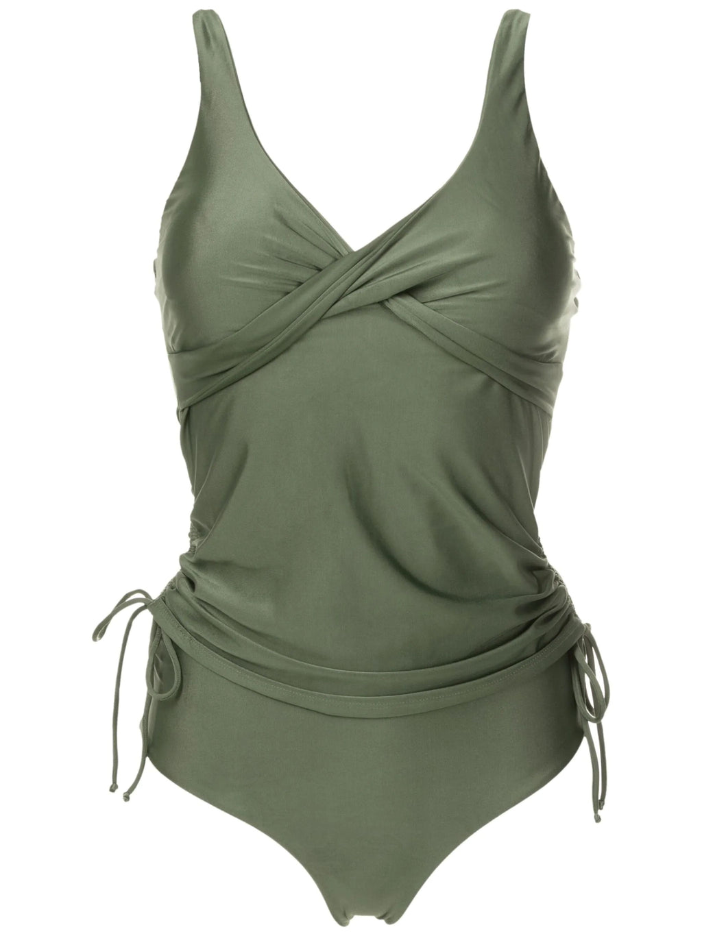 Bruma Green Plain Twist-Detail Two-Piece Set Tankini