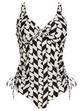 Luana Geometric-Print Twist-Detail Two-Piece Set Tankini