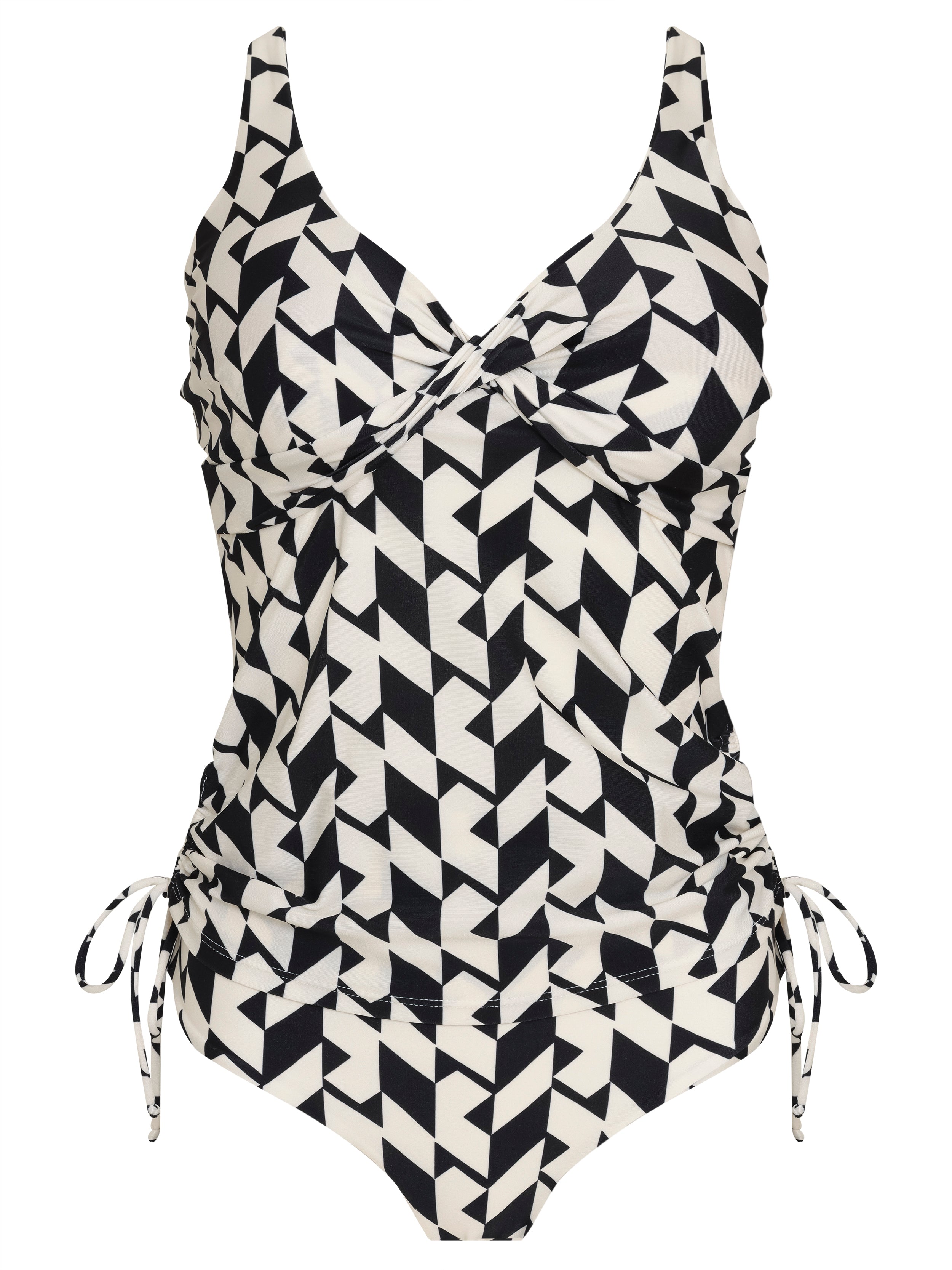 Luana Geometric-Print Twist-Detail Two-Piece Set Tankini
