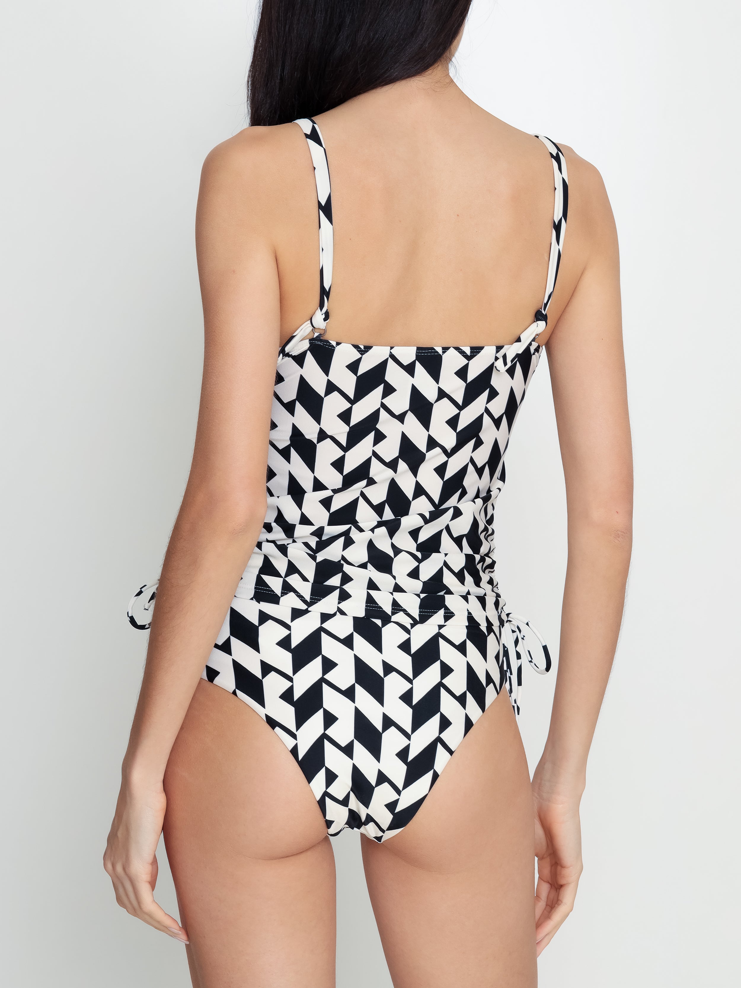 Luana Geometric-Print Twist-Detail Two-Piece Set Tankini