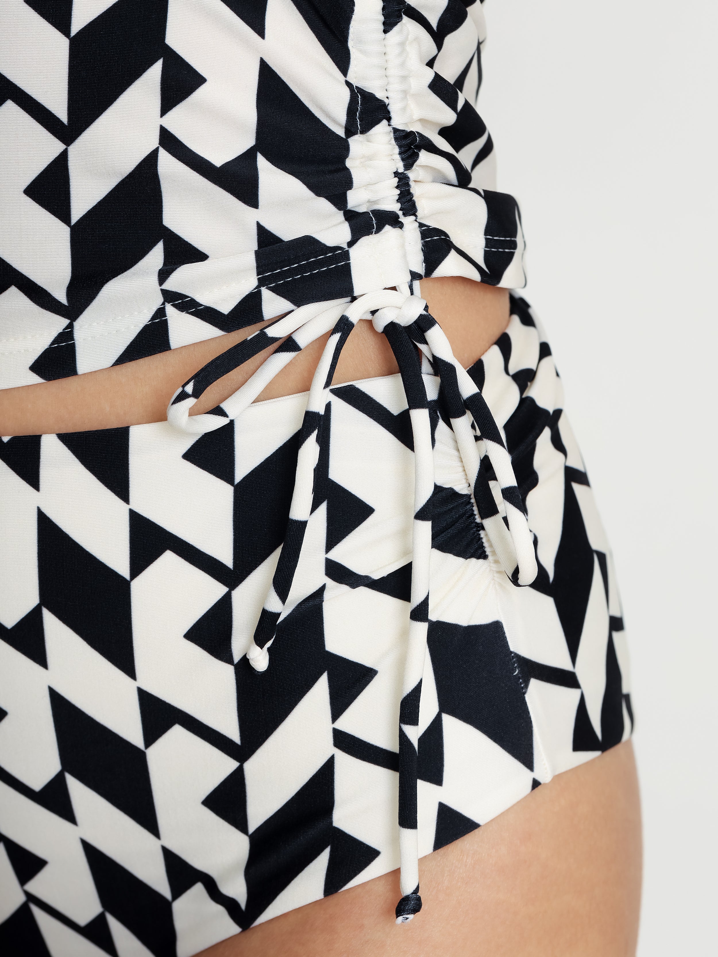 Luana Geometric-Print Twist-Detail Two-Piece Set Tankini