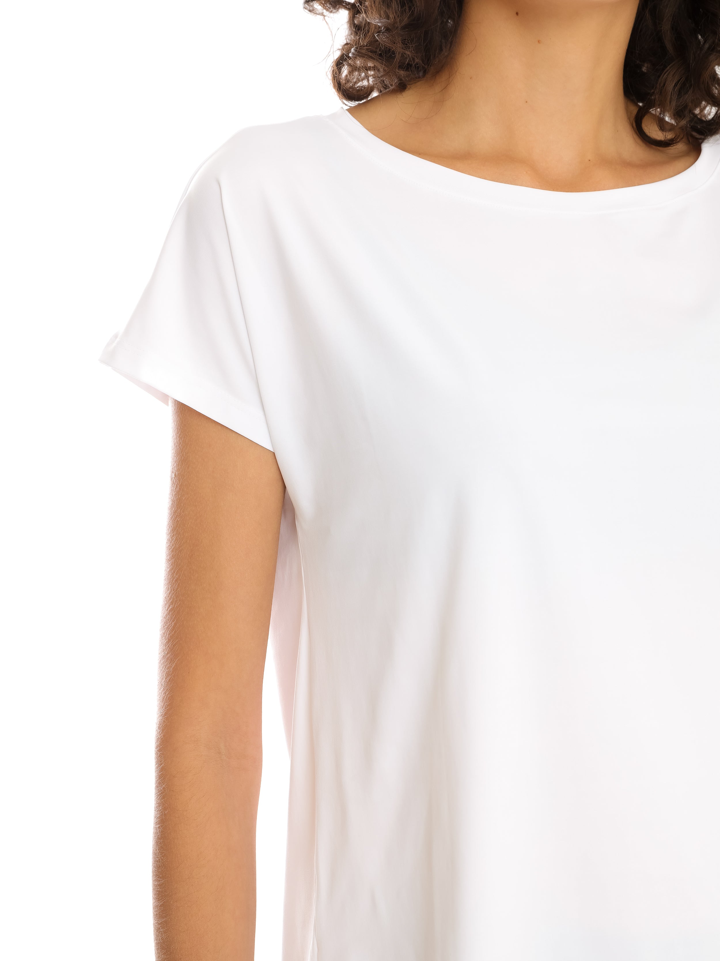 Basic White Plain Short-Sleeve Round-Neck T-Shirt
